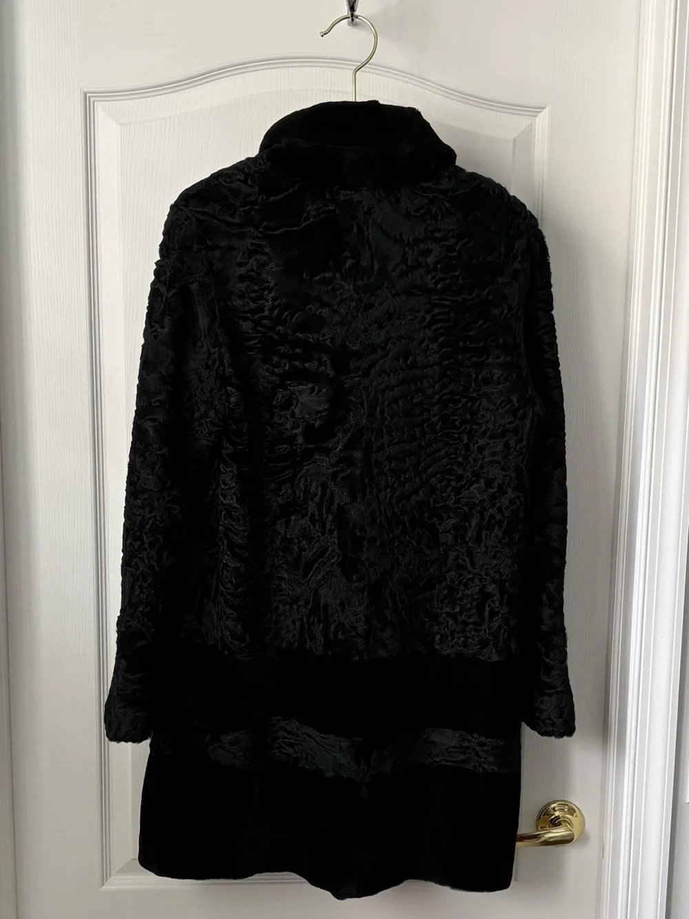 Black Persian Lamb Dress Coat trimmed in Black Mink